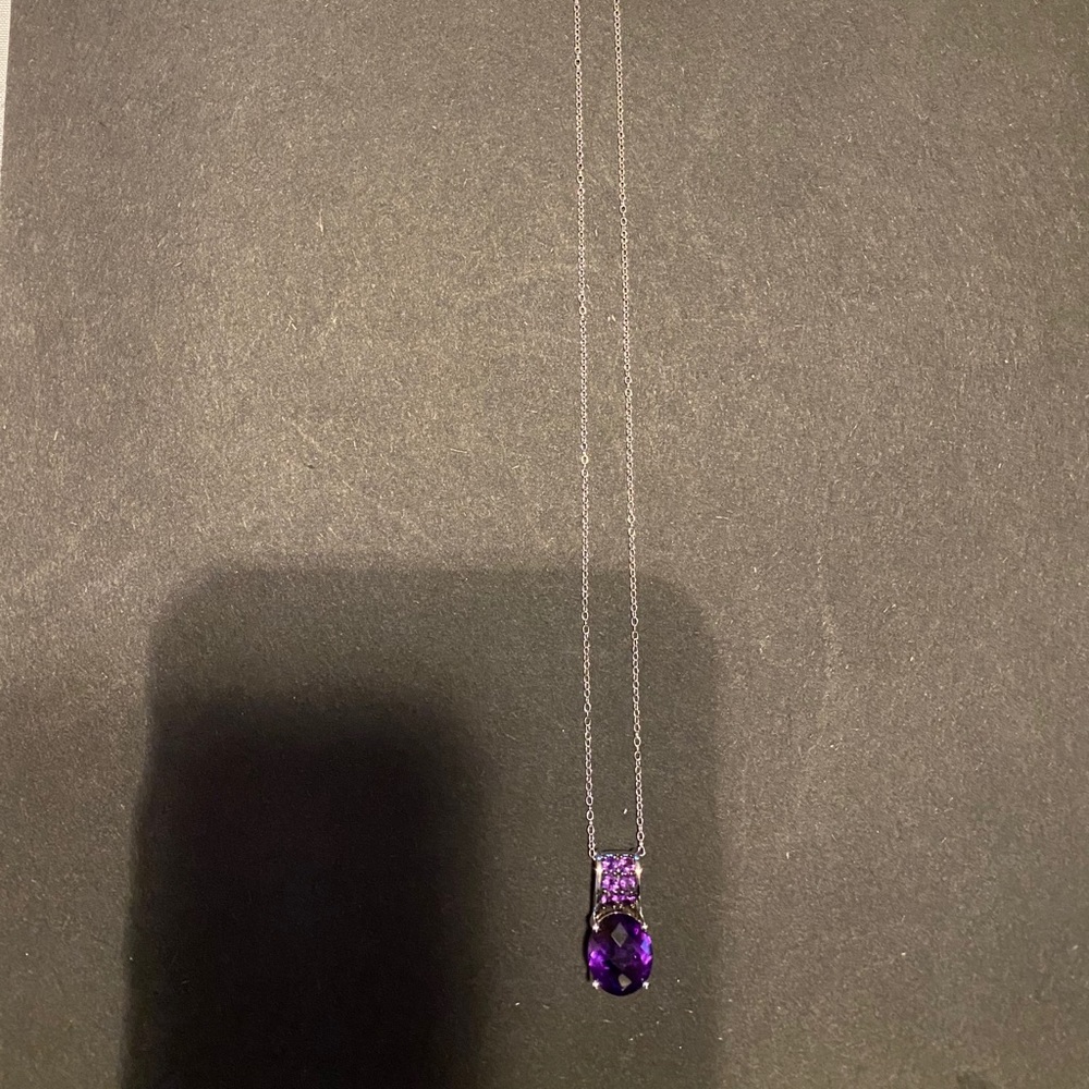 NWOT AFRICAN AMETHYST STERLING NECKLACE - Picture 2 of 6